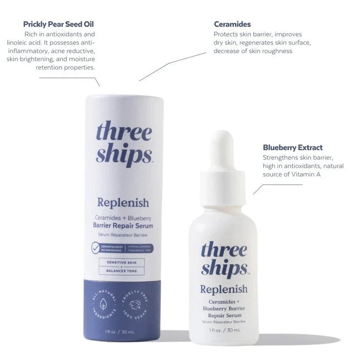 Three Ships Replenish Ceramides + Blueberry Barrier Repair Serum